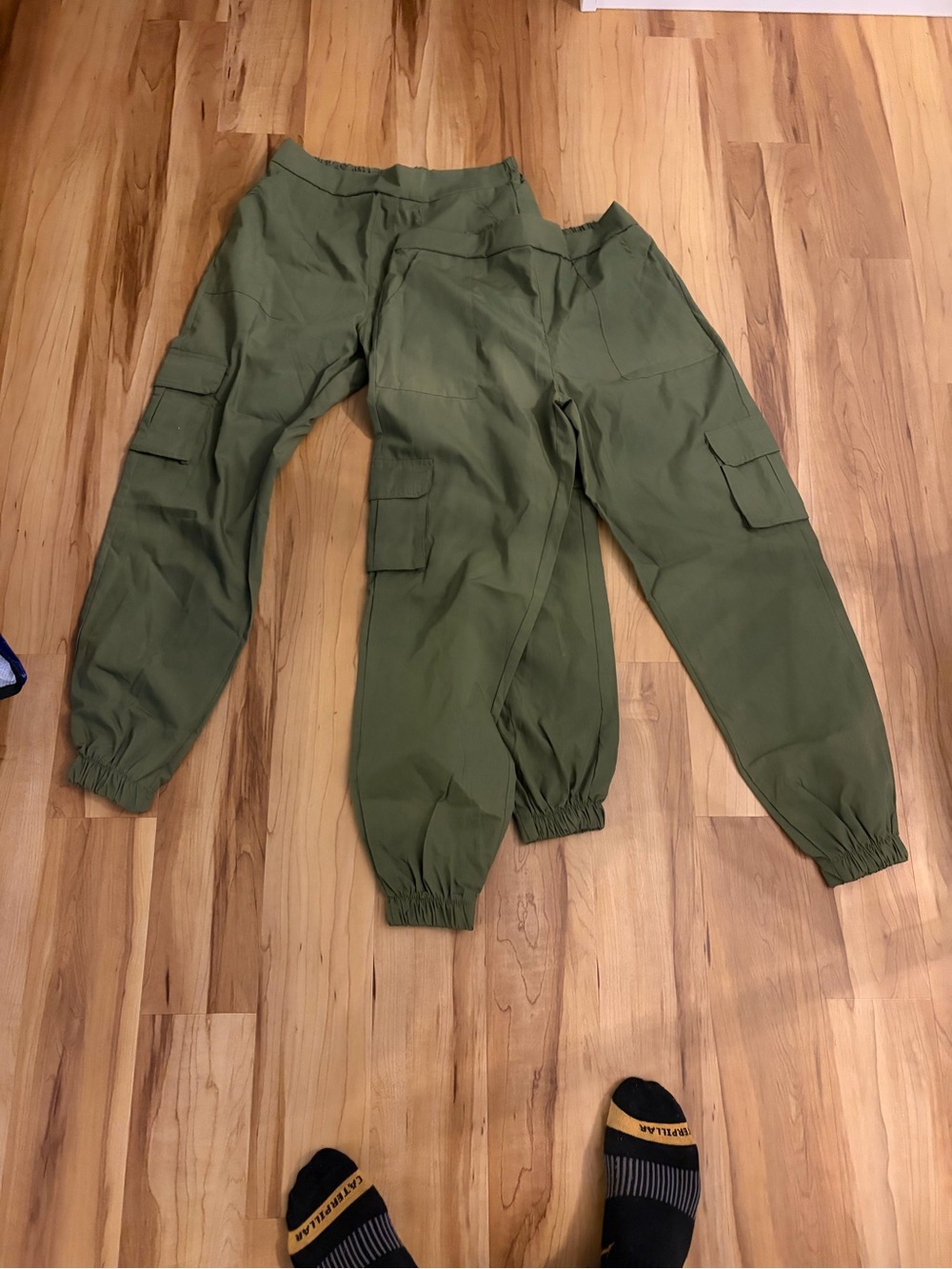 2-Pair Olive Green Cargo scrubs Jogger Pants - women XL